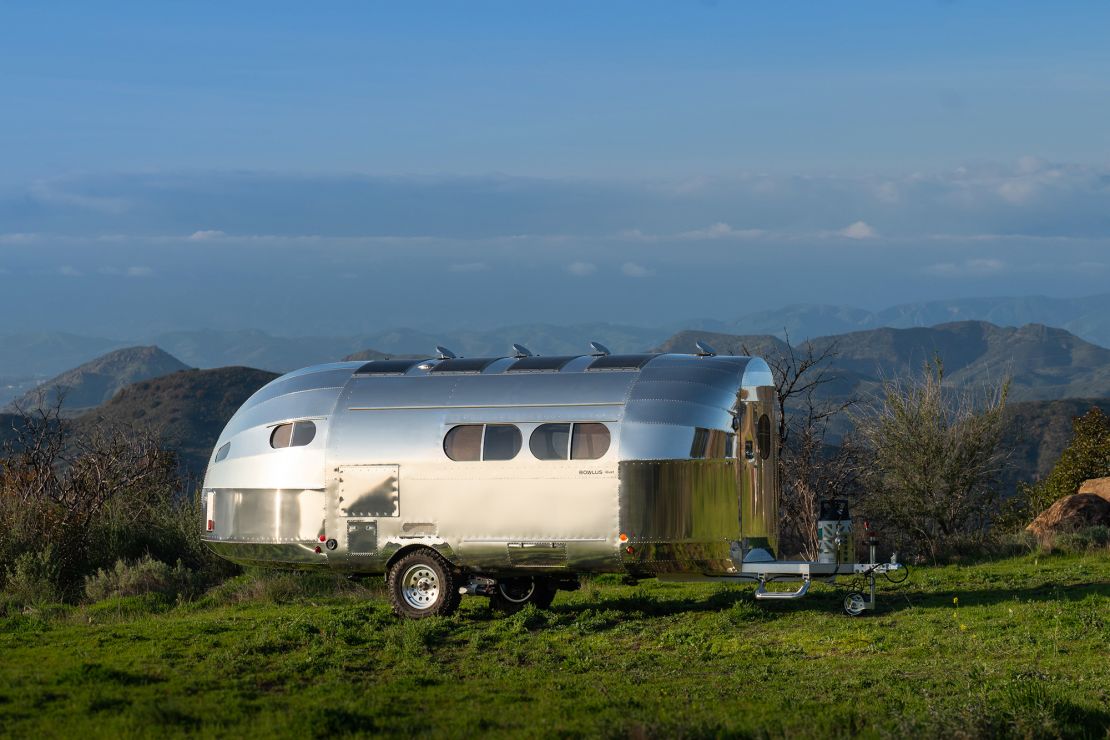 A Bowlus Rivet trailer photographed in Central Coast, California, in February, 2024. The company emphasizes aerodynamics in its designs.
