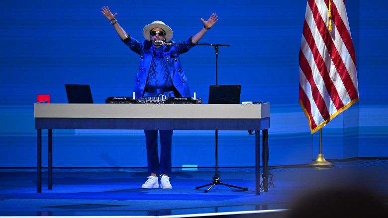 DJ Cassidy performing at the 2024 Democratic National Convention in Chicago on August 20.