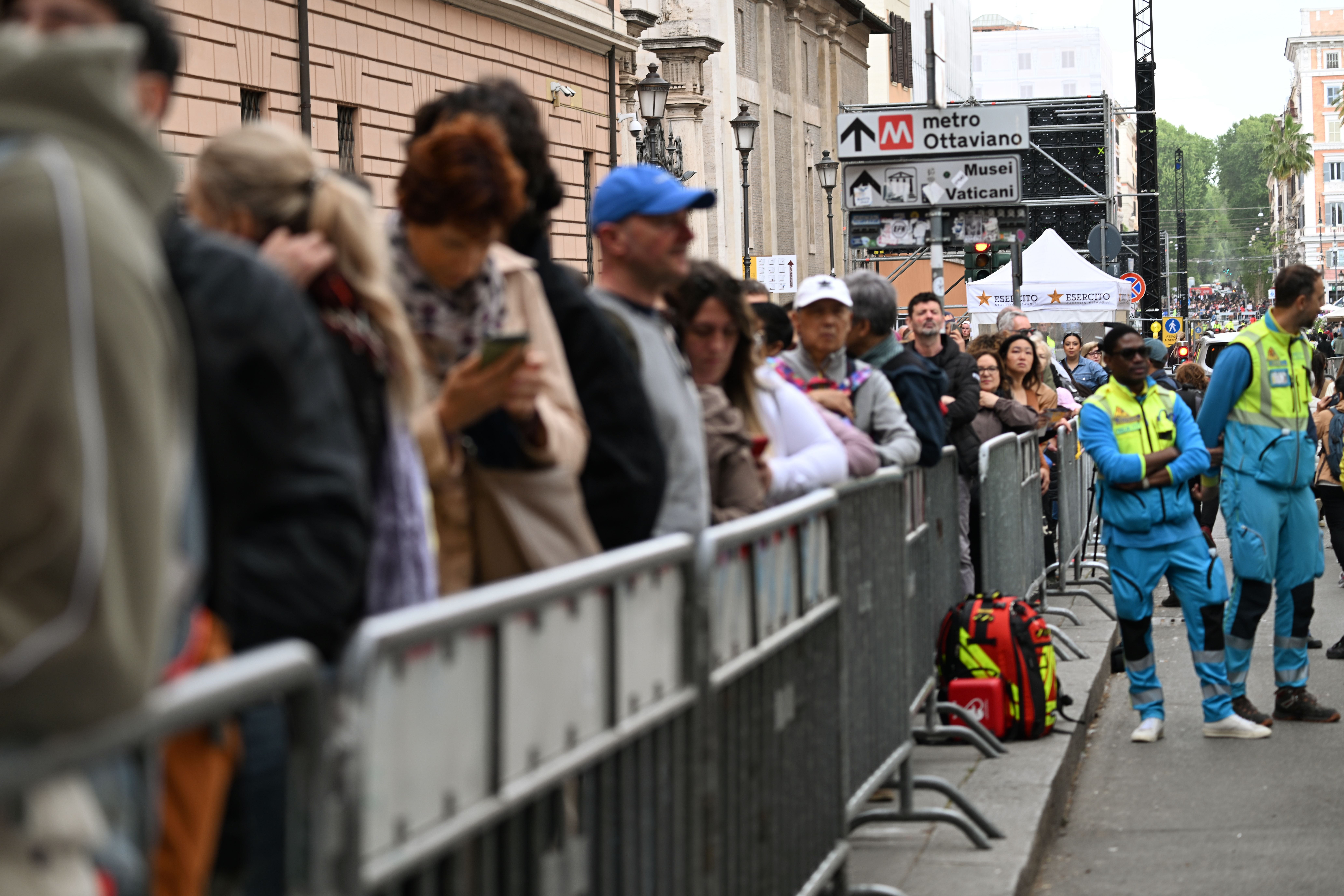 People line up at the Vatican on Thursday to enter St. Peter's Basilica.