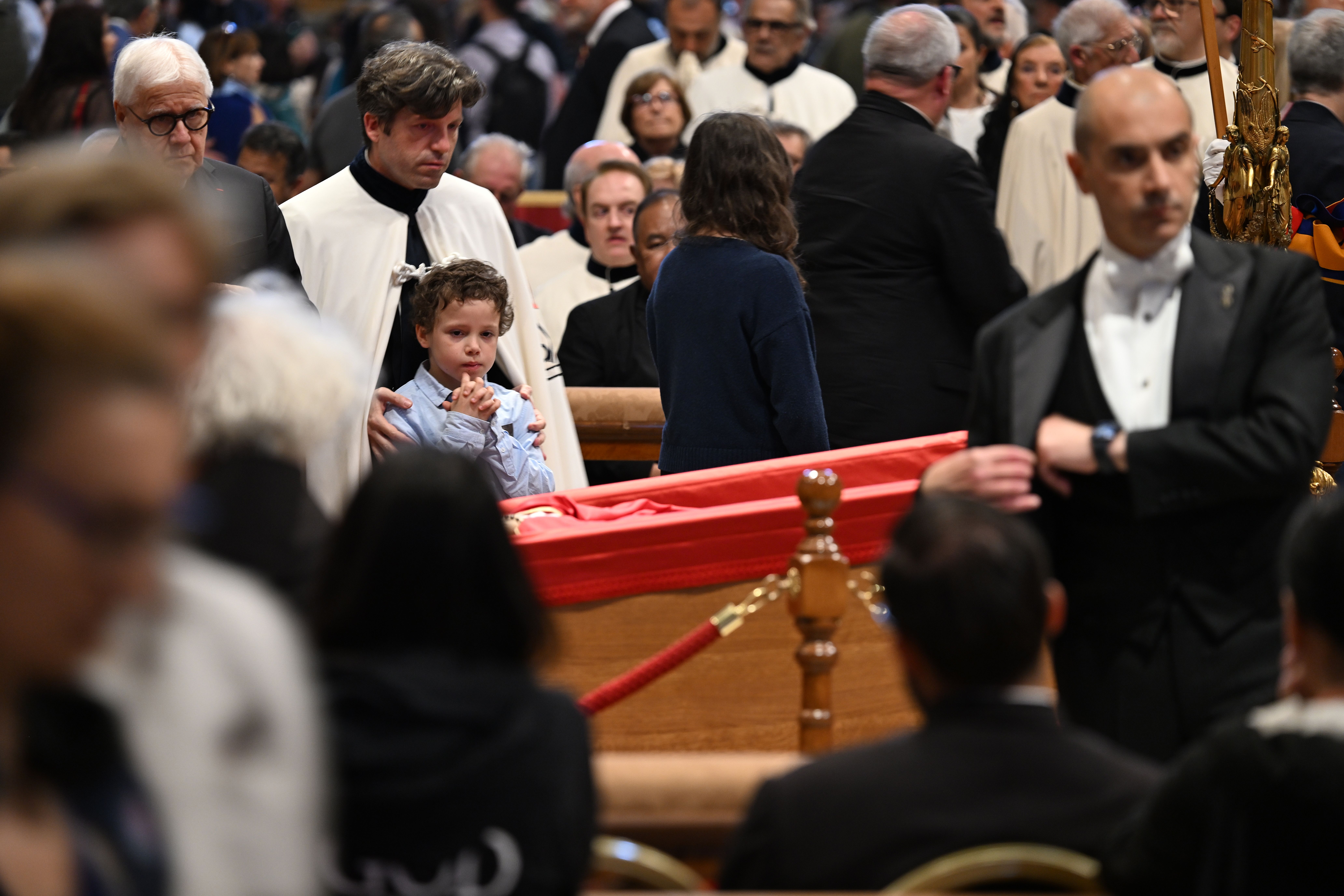 Faithful pay their respects on Thursday.