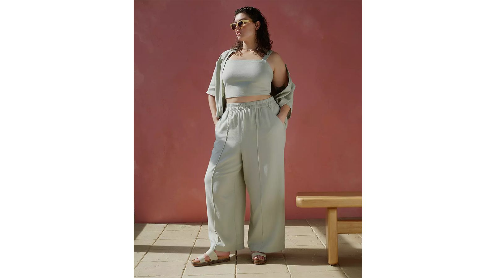 Women's Clothes Summer Fashionable Solid Color Wide Leg Two-Piece Pants Set  - The Little Connection