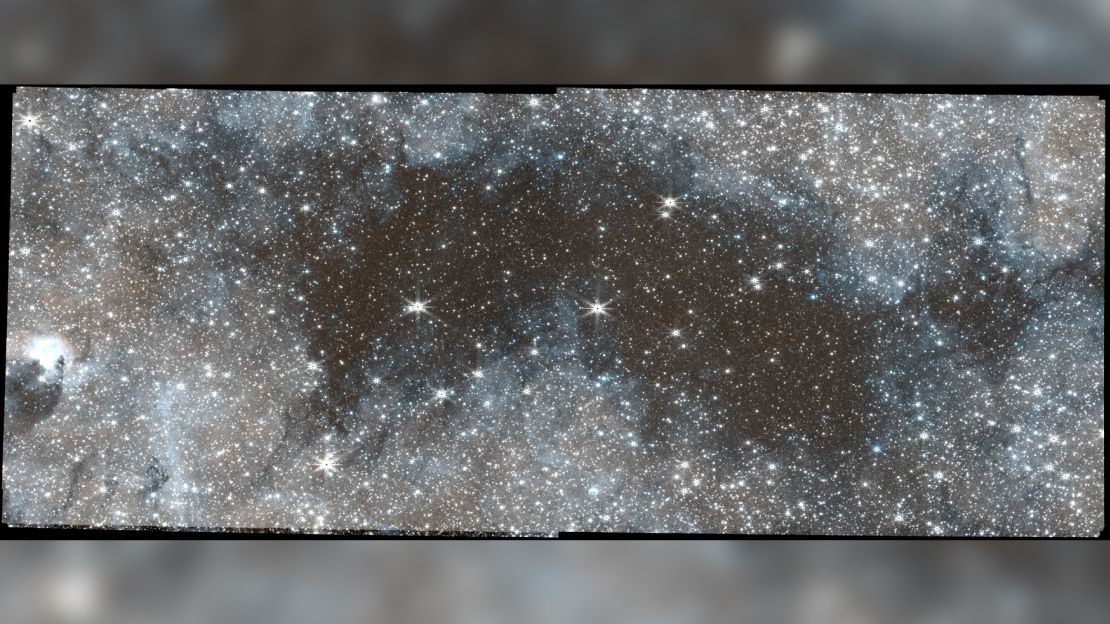 Image of the brick taken by the James Webb Space Telescope.  New data collected by the telescope helps scientists understand the composition of this mysterious cloud.