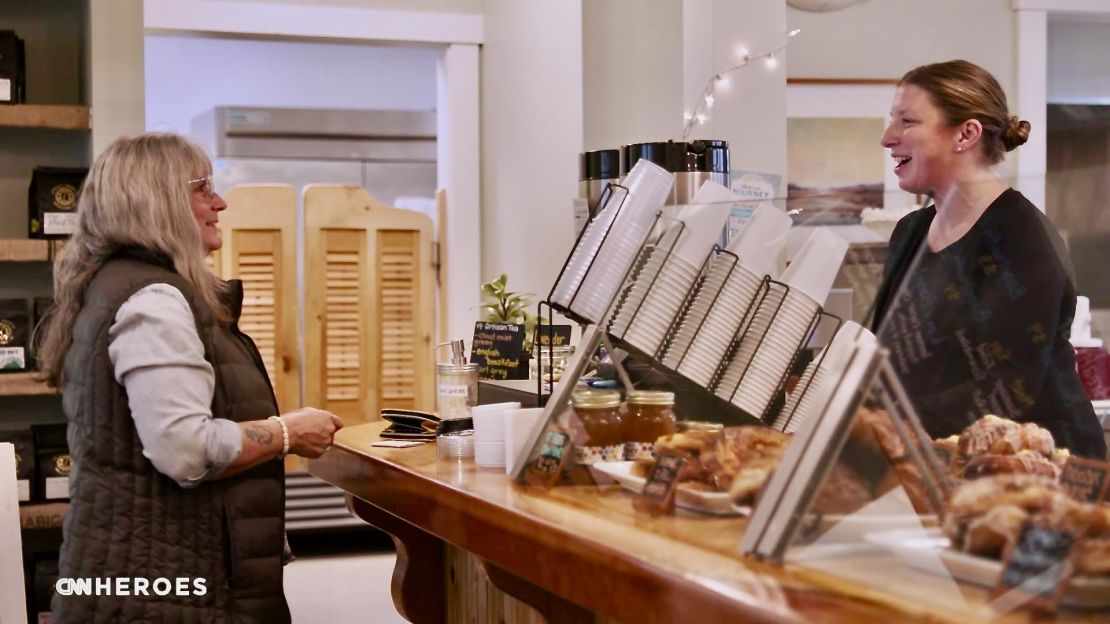 Britain Davignon, right, says her job at the café has been an important part of her recovery.