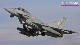 The British Defense Ministry said it used British Royal Air Force Typhoon FGR4s, such as the one seen in this 2024 file photo, to carry out the strikes.