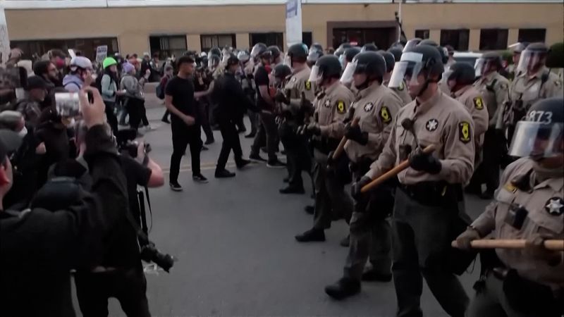 Protesters clash with police outside ICE facility in Broadview, Illinois