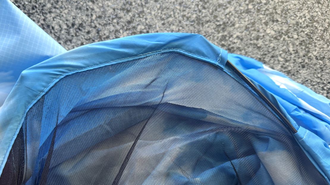 Close up of broken poles in the Baggu Pop Up Tent