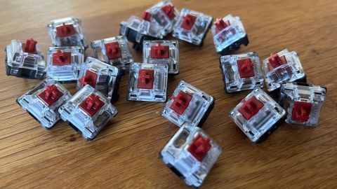 A group of mechanical keyboard switches, of the tactile 