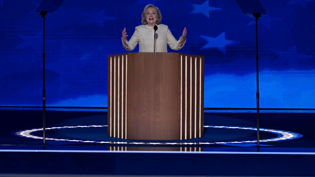 Hillary Clinton at the Democratic National Convention in Chicago on August 19, 2024.