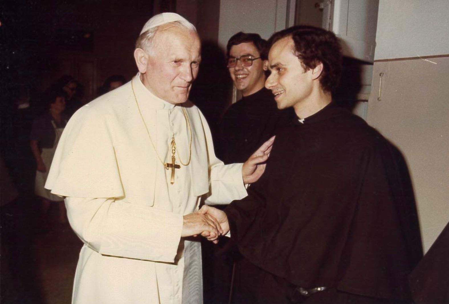 Leo, seen here in this undated picture with Pope John Paul II, was ordained as a priest in June 1982, at the Augustinian College of Saint Monica. In the years following his ordination, Leo spent time in Chulucanas,<strong> </strong>in Peru's Piura region, and Olympia Fields, Illinois, before joining the mission in Trujillo, Peru.