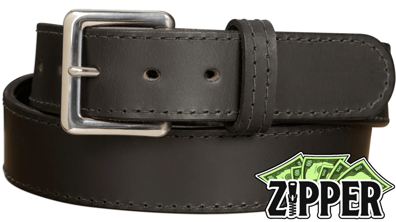 Bullhide Belts Black English Bridle Leather Money Belt stock photo