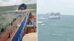 Un video muestra un carguero ruso partido en dos y hundiéndose cerca de Crimea
