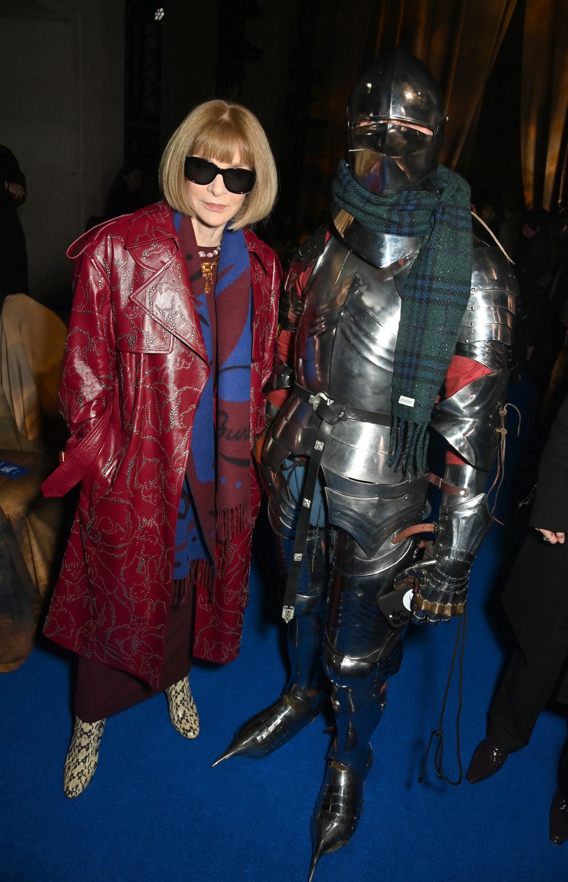 Vogue editor-in-chief Anna Wintour poses for a photo with the knight who stars in Burberry's latest campaign.