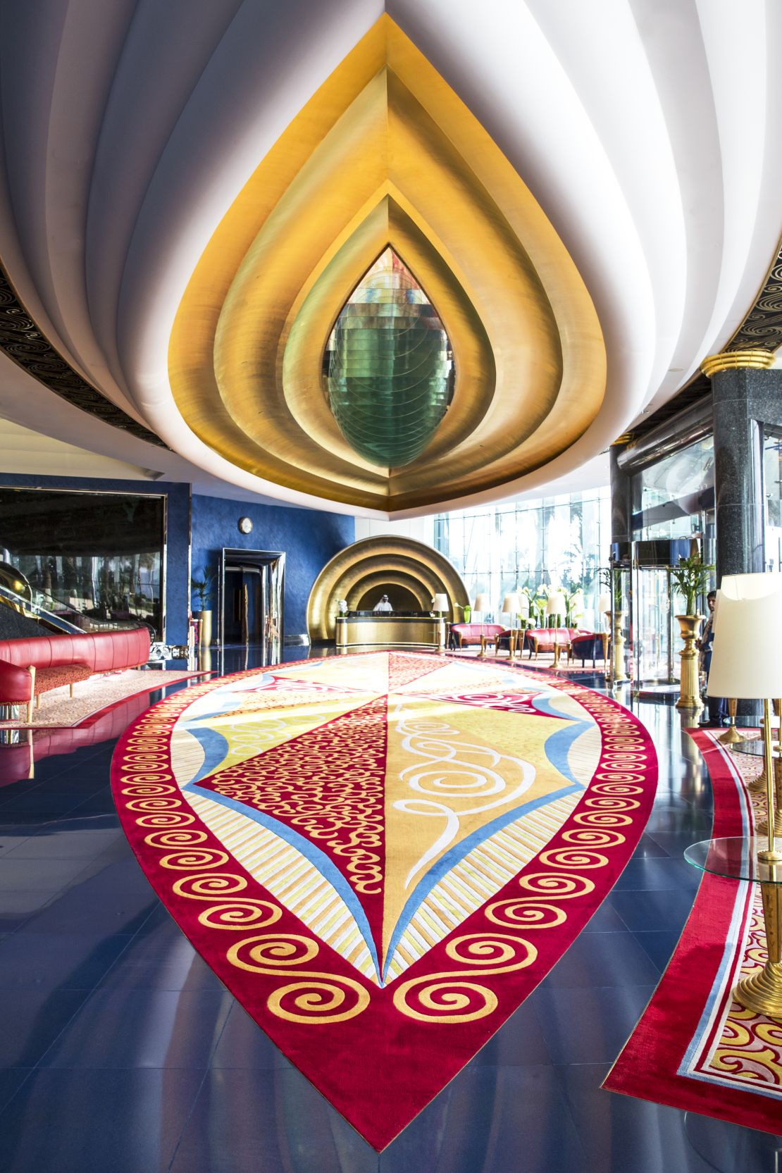 At Jumeirah Burj Al Arab, the hotel's opulence is on full display from the lobby (pictured) to its exclusive Presidential Suite.