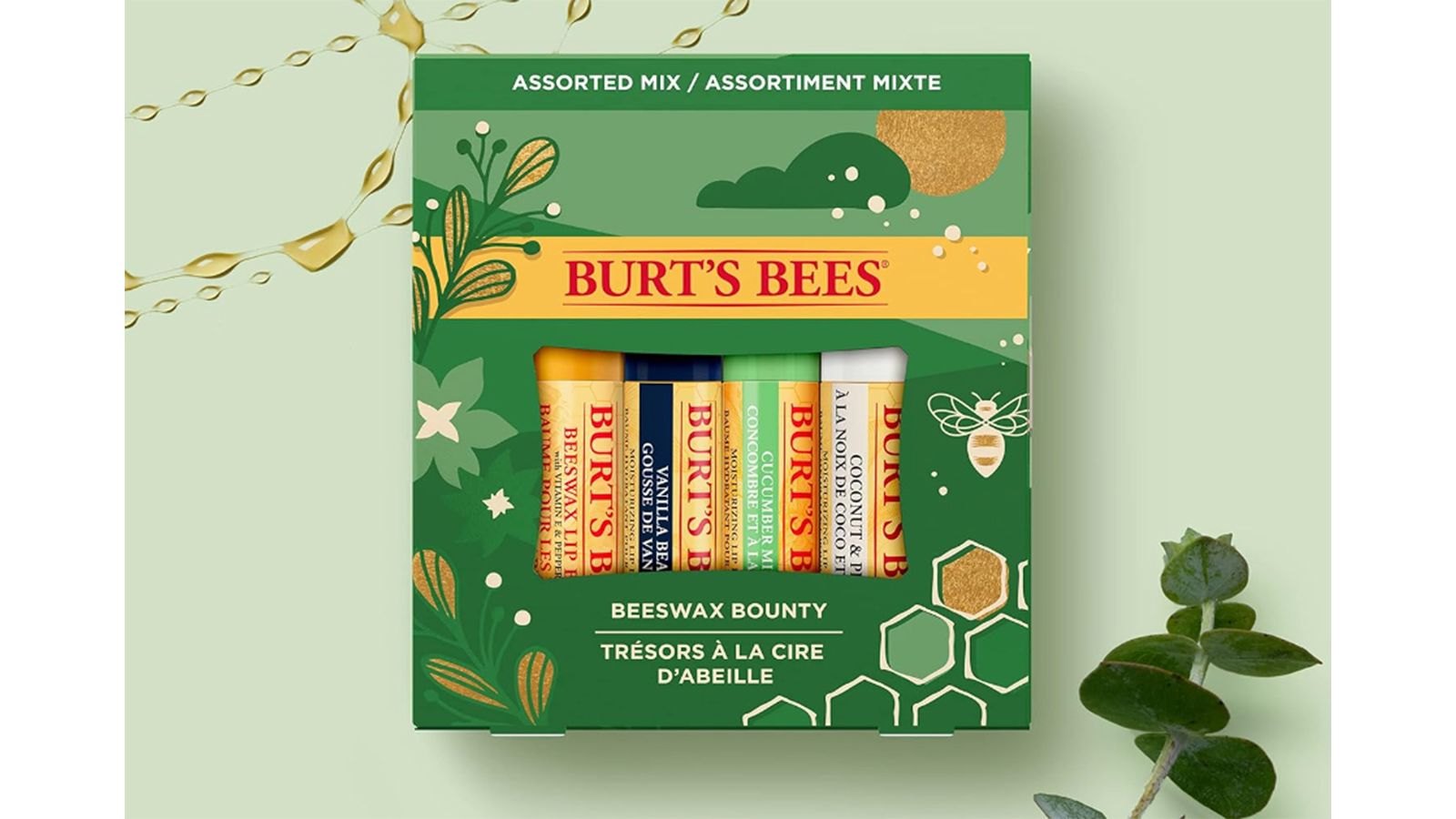 Burt's Bees Lip Balm Stocking Stuffers, Moisturizing Lip Care Holiday Gift,  100% Natural, Original Beeswax with Vitamin E & Peppermint Oil (4 Pack)