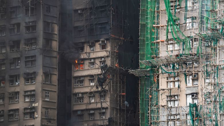 Scaffolding at the Wang Fuk Court housing estate in Tai Po, Hong Kong, on November 27, 2025.