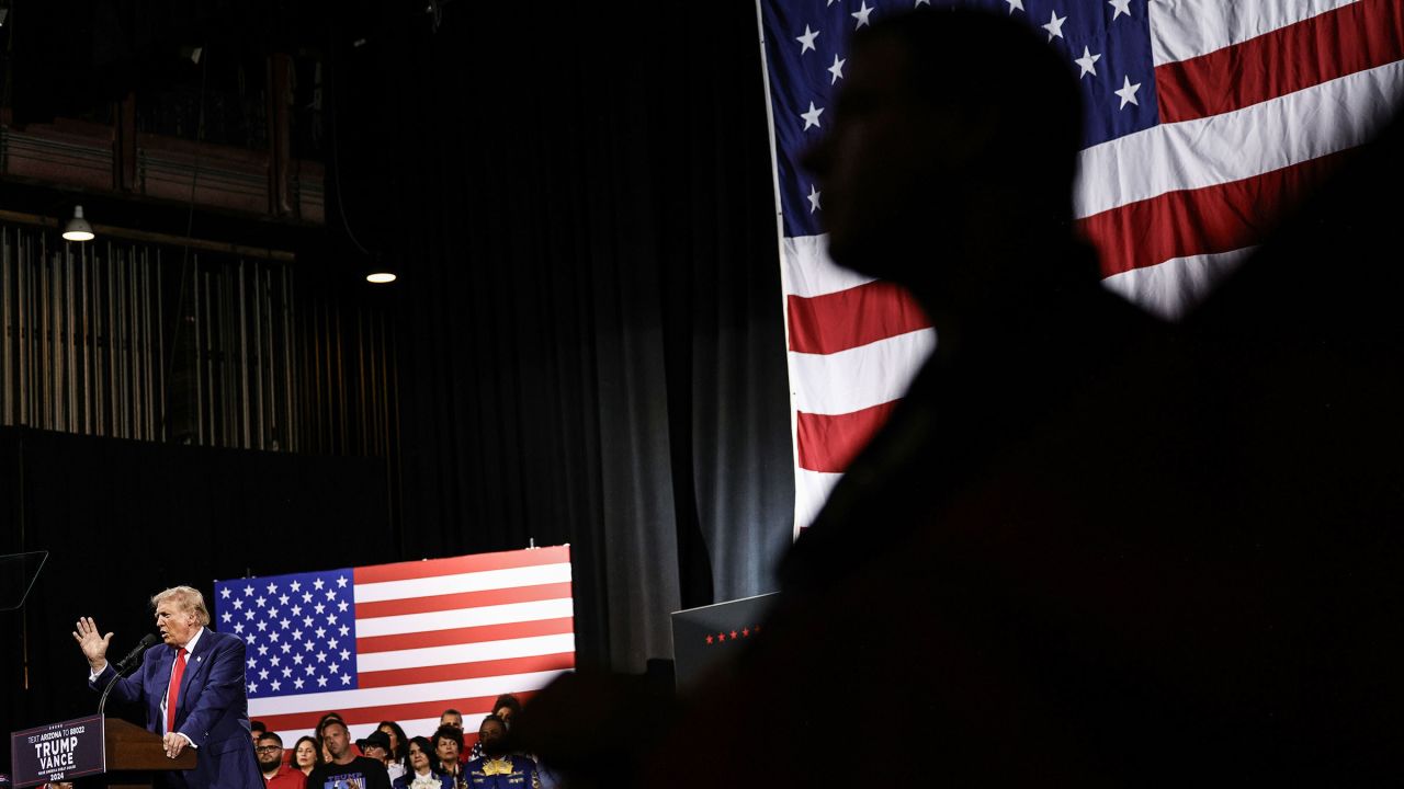 Former President Donald Trump speaks at a campaign rally at the Tucson Music Hall in Tucson, Arizona, on September 12. 