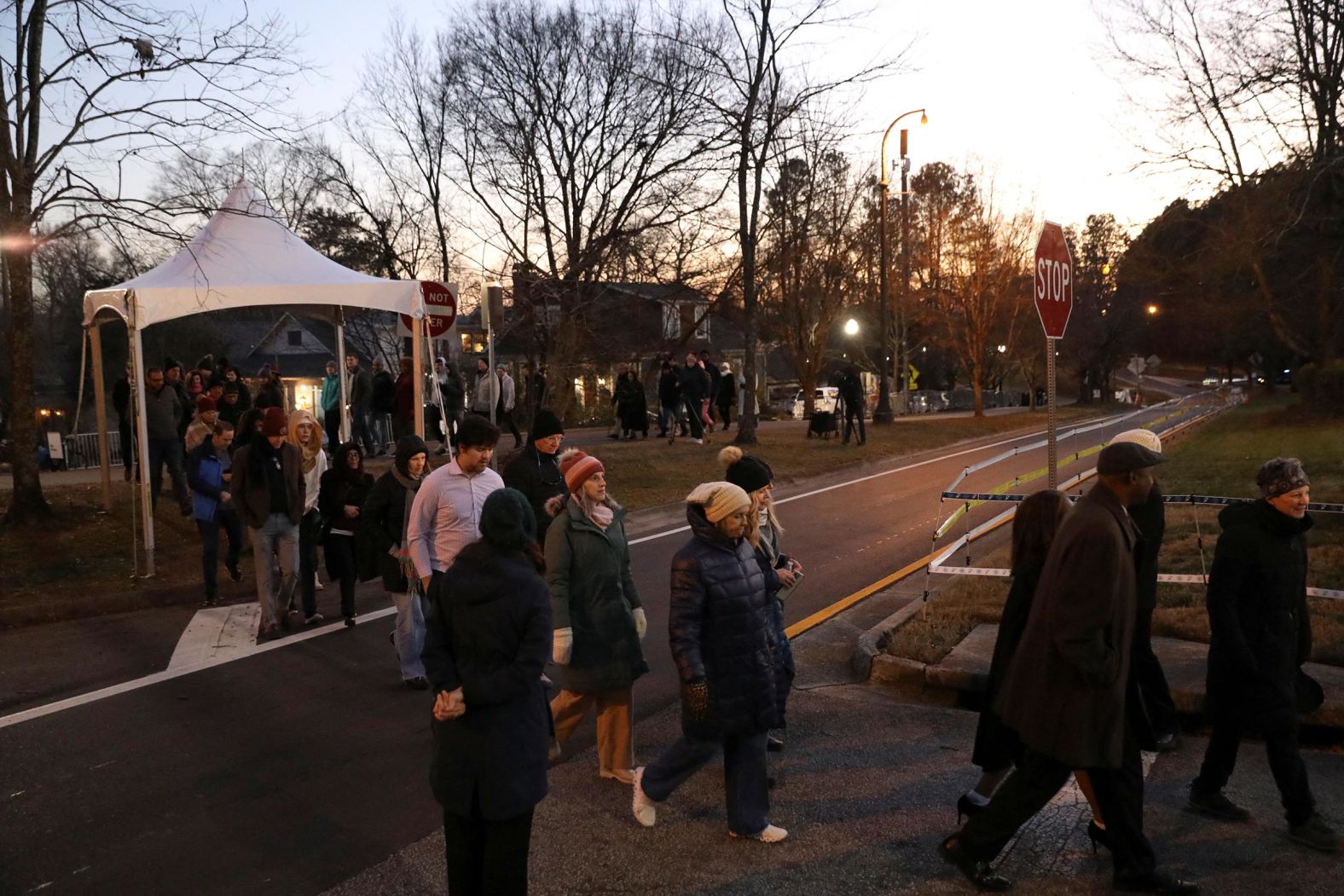 Visitors stand in line to view the casket of late former President Jimmy Carter in Atlanta on January 4, 2025. 