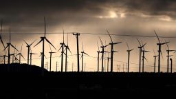 Windmills are seen in Mojave, California, in 2014.