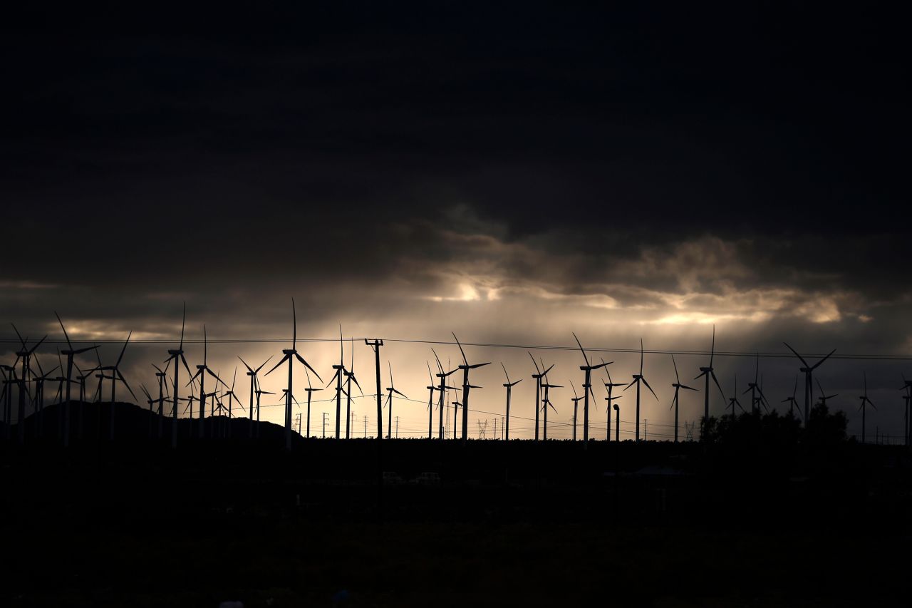 Windmills are seen in Mojave, California, in 2014.