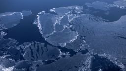 A general view of sea ice in the arctic ocean close the coast of Svalbard, Norway, in April 2023.