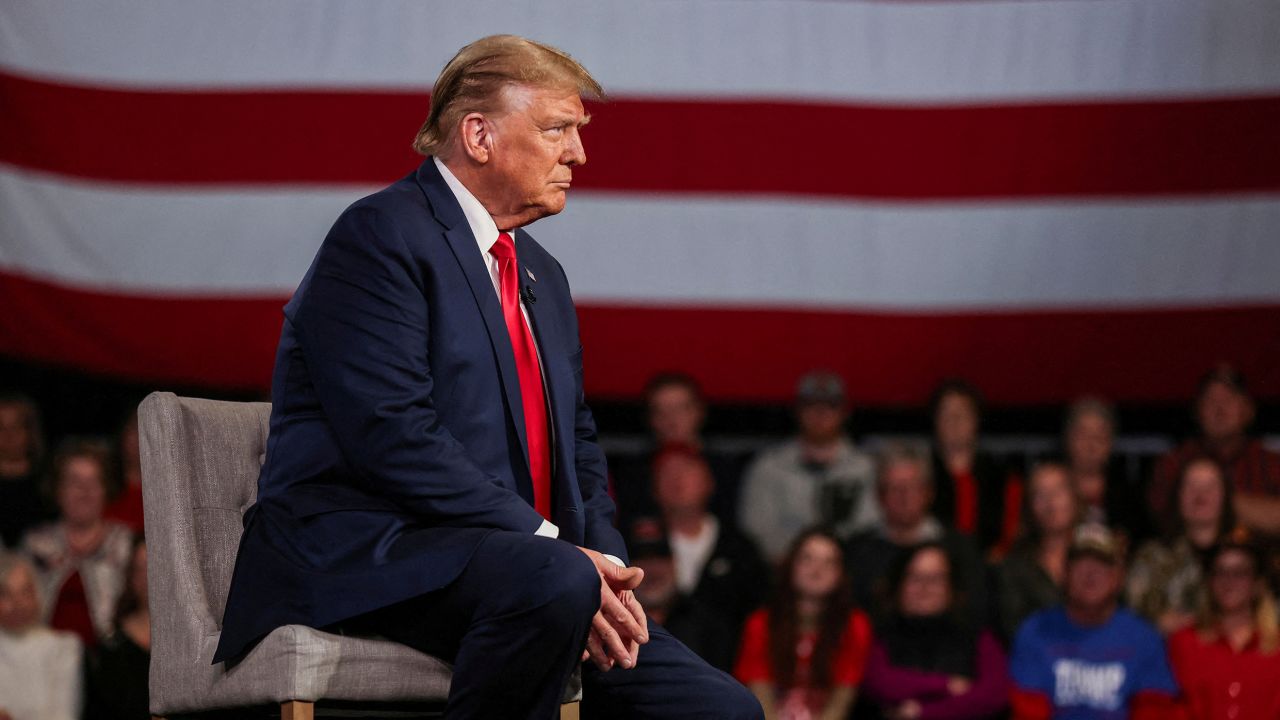 Former President Donald Trump participates in a Fox News town hall in Greenville, South Carolina, in February.