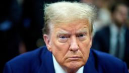 Republican presidential candidate and former U.S. President Donald Trump looks on in the courtroom, as his criminal trial over charges that he falsified business records to conceal money paid to silence porn star Stormy Daniels in 2016 continues, at Manhattan state court in New York City, U.S., April 30, 2024. REUTERS/Eduardo Munoz/Pool