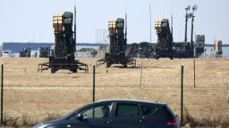 This March 2022 photo shows US Army MIM-104 Patriots, surface-to-air missile (SAM) system launchers at Rzeszow-Jasionka Airport in  Poland.