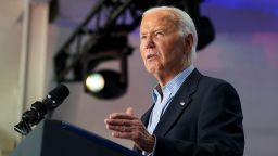 President Joe Biden speaks during a campaign event at Sherman Middle School, in Madison, Wisconsin, on July 5.