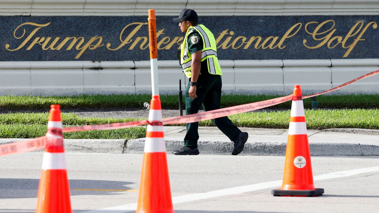 A law enforcement officer outside of Trump International Golf Course in West Palm Beach, Florida, on September 15, 2024.