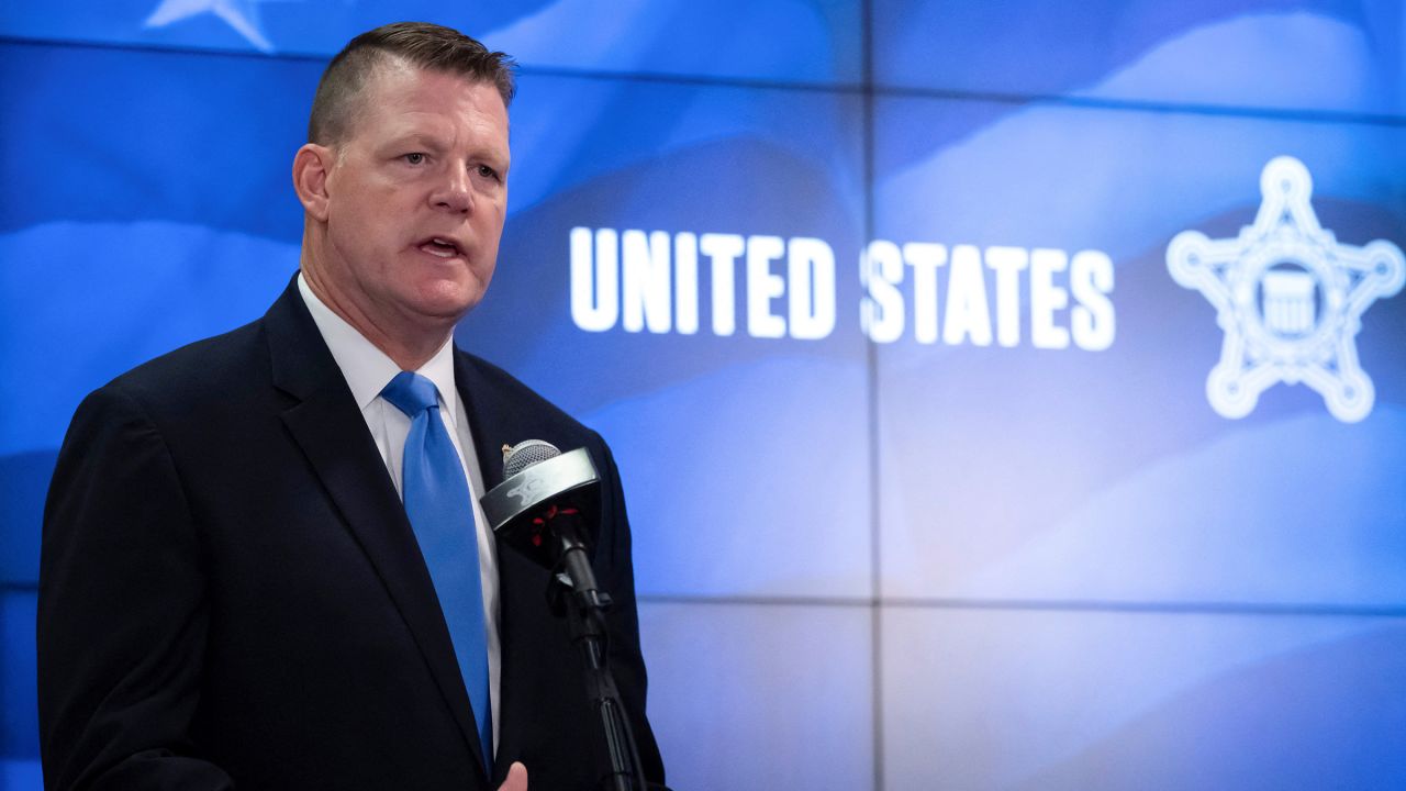 Ronald Rowe Jr., acting director of the US Secret Service, speaks to journalists at the agency’s headquarters in Washington, DC, on September 20, 2024. 