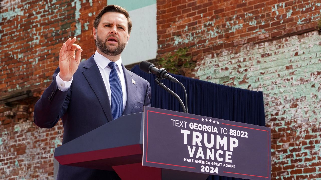 Sen. JD Vance speaks during a campaign event in Lindale, Georgia on Friday.