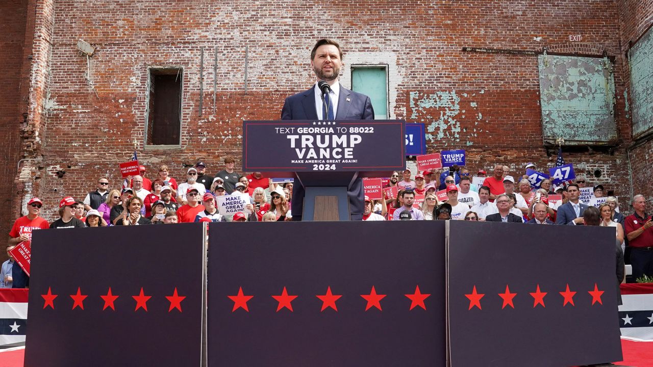 Sen. JD Vance speaks during a campaign event in Lindale, Georgia, on Friday.