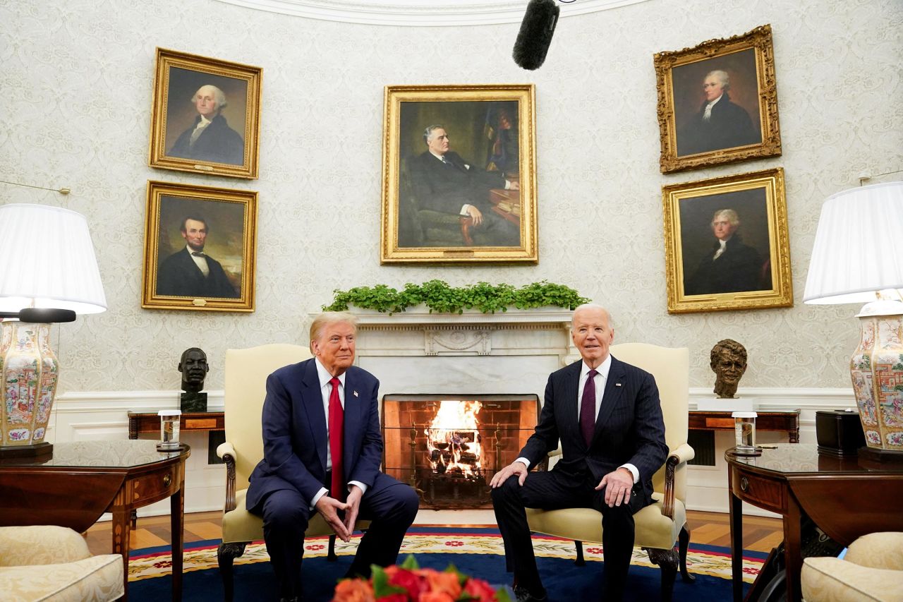 President Joe Biden meets with President-elect Donald Trump in the Oval Office at the White House in Washington, DC, on November 13. 