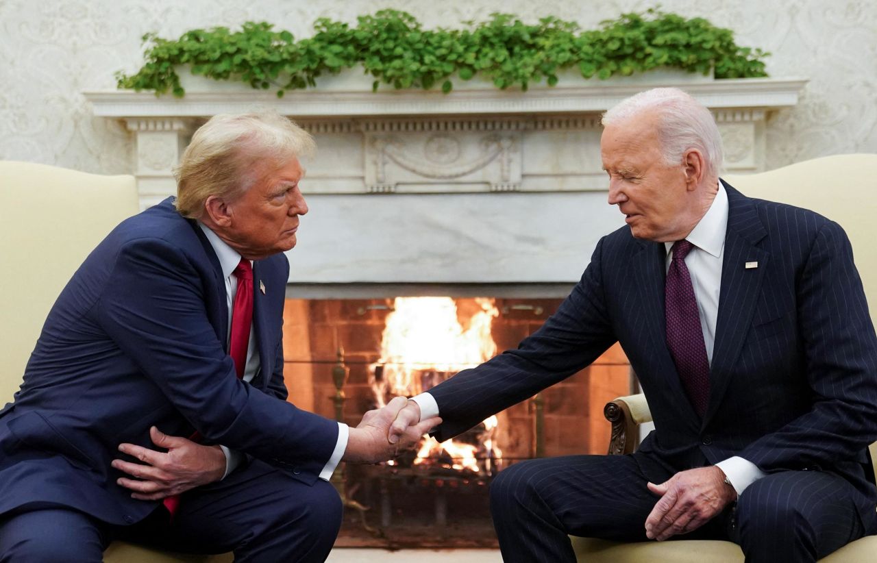 President Joe Biden meets with President-elect Donald Trump in the Oval Office at the White House in Washington, DC, on November 13. 