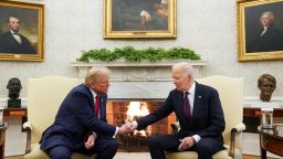 President Joe Biden meets with President-elect Donald Trump in the Oval Office at the White House in Washington, DC, on November 13. 