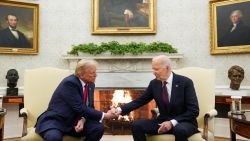 President Joe Biden meets with President-elect Donald Trump in the Oval Office at the White House in Washington, DC, on November 13. 