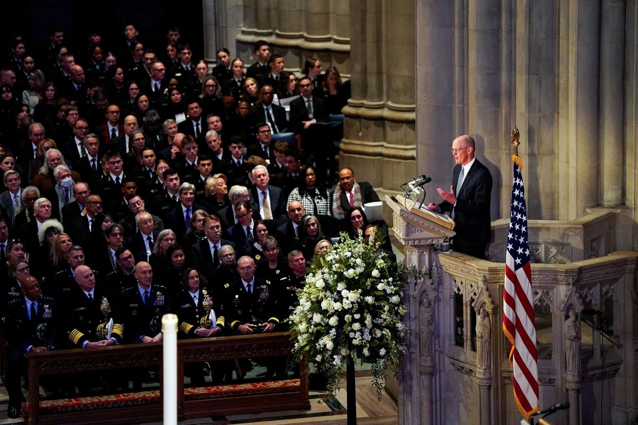 Steven Ford speaks during the State Funeral for former President Jimmy Carter at the Washington National Cathedral in Washington, DC, on January 9. 