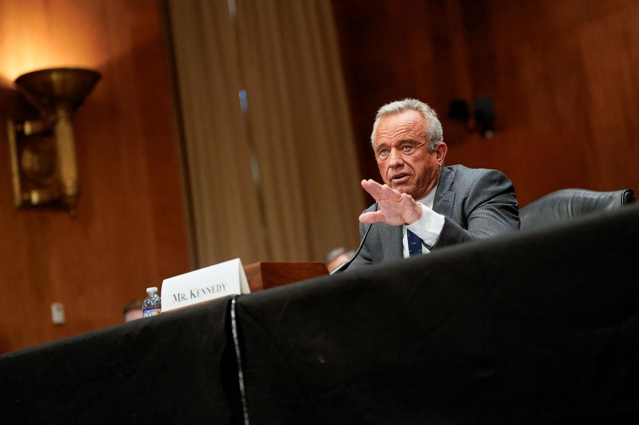Robert F. Kennedy Jr. testifies before a Senate Health, Education, Labor, and Pensions (HELP) Committee confirmation hearing on Capitol Hill in Washington, DC, on Thursday, January 30.