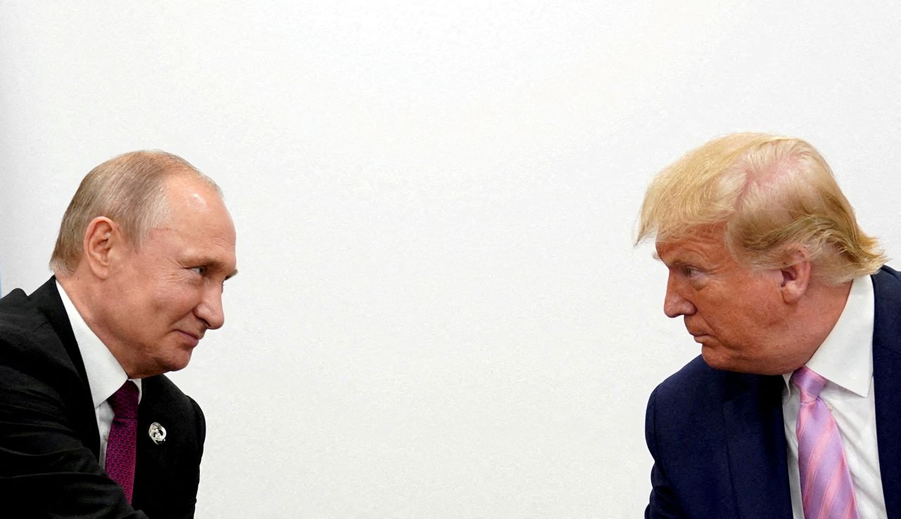 In a photo from June 2019, President Donald Trump and Russian President Vladimir Putin will hold a bilateral meeting at the G20 Leader Summit in Osaka, Japan. 