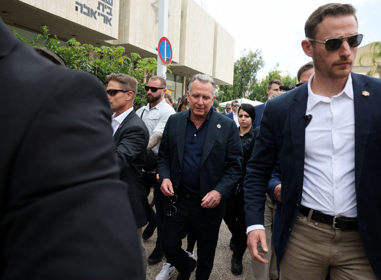 Special Envoy to the Middle East Steve Witkoff walks following a meeting with families of hostages, in Tel Aviv, Israel, on May 13.