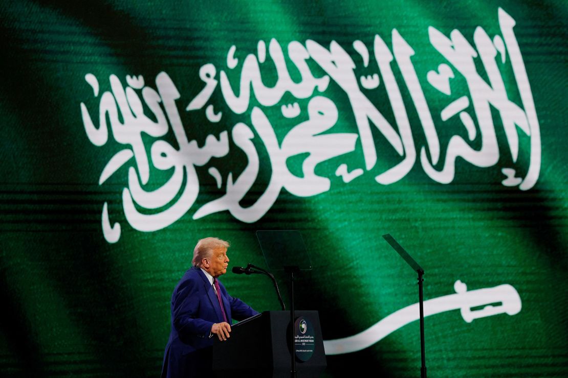 US President Donald Trump attends the Saudi-US Investment Forum, in Riyadh, Saudi Arabia, on May 13.