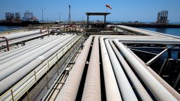 In this 2018 photo, an oil tanker is being loaded at Saudi Aramco's Ras Tanura oil refinery and oil terminal in Saudi Arabia.