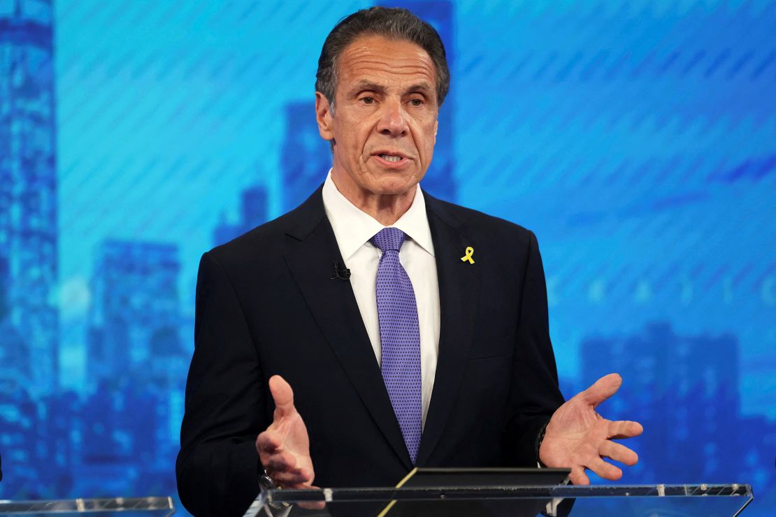 Andrew Cuomo speaks during a Democratic mayoral primary debate on June 4 in New York.
