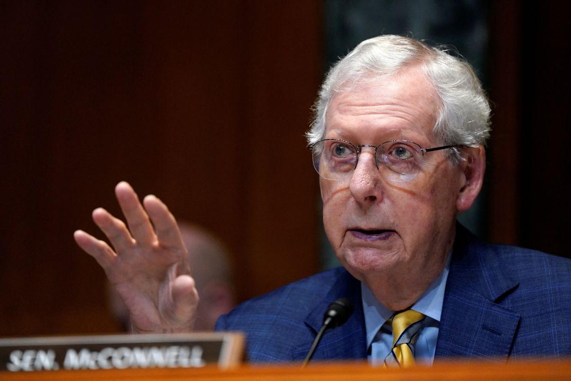 Sen. Mitch McConnell attends a Senate Appropriations Committee hearing on President Donald Trump's budget request for the Department of Defense, on Capitol Hill in Washington, DC, on June 11.