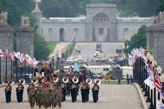 Soldiers march during a military parade to commemorate the US Army's 250th Birthday in Washington, DC, on June 14.