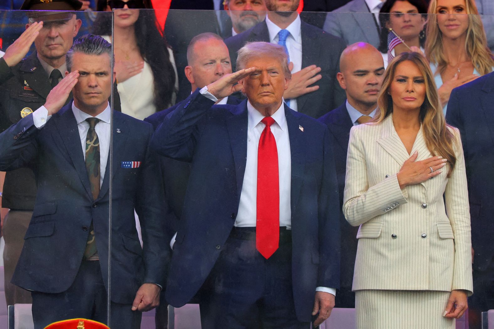 Trump salutes during the parade.