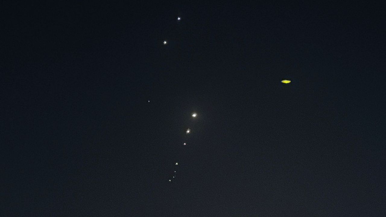 Traces are seen in the sky after Iran's armed forces say they targeted The Al-Udeid base in a missile attack in Qatar on June 23.