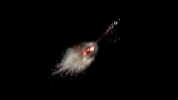 A missile is intercepted after Iran's armed forces say they targeted the Al-Udeid base in a missile attack, as seen from Qatar on June 23.