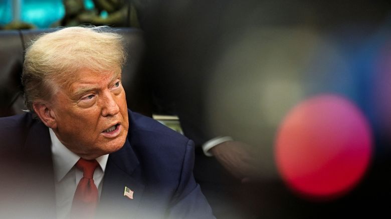 President Donald Trump speaks in the Oval Office at the White House in Washington DC, on June 27.