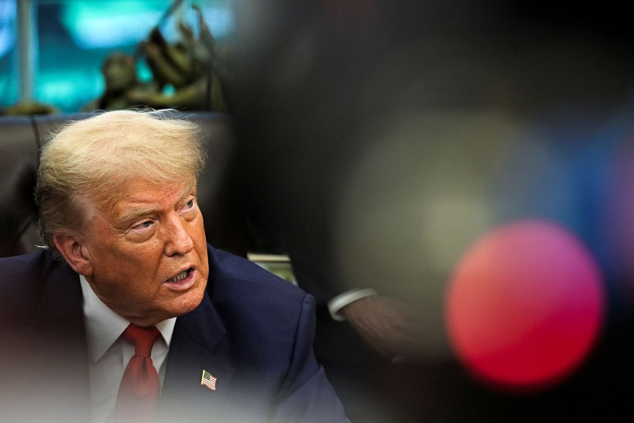 President Donald Trump speaks in the Oval Office at the White House in Washington DC, on June 27.